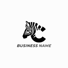 design logo creative letter C and zebra
