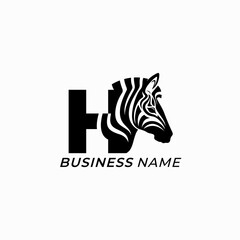 design logo creative letter H and zebra