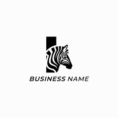 design logo creative letter I and zebra
