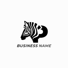 design logo creative letter P and zebra