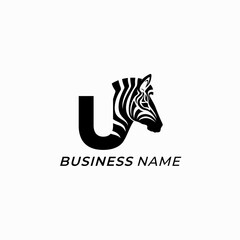 design logo creative letter U and zebra
