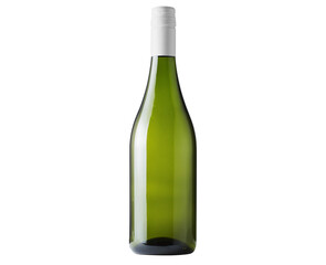Green traditional bottle of full alcohol white wine without label