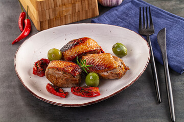 Roasted duck medallion with dry tomato