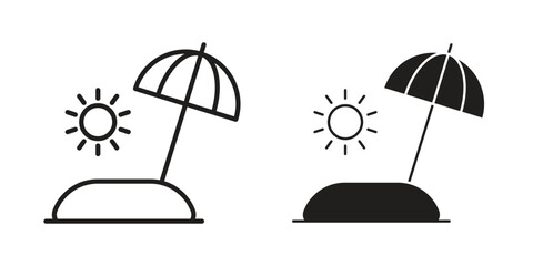 Beach icon in line design. Simple icon vector