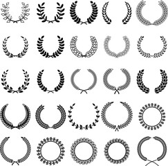 Set of illustrations of wreaths. Design element for emblem, sign, badge. Vector wreath image