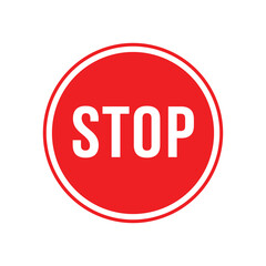 Stop sign icon Red, minimalist icon isolated on white background. Stop signing simple silhouettes. Website and mobile app design vector elements.