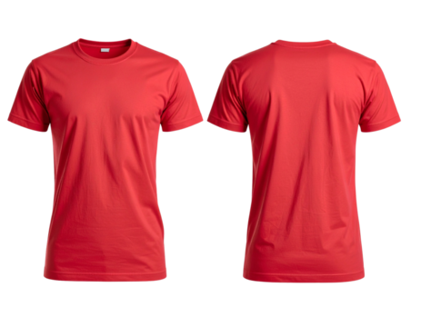 Back and front view of red blank jersey t-shirt mockup template.  (3)