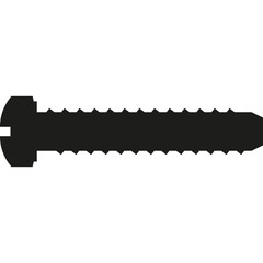 Silhouette of a Phillips Head Screw with a Slotted Head and a Tapered Point on a Transparent Background