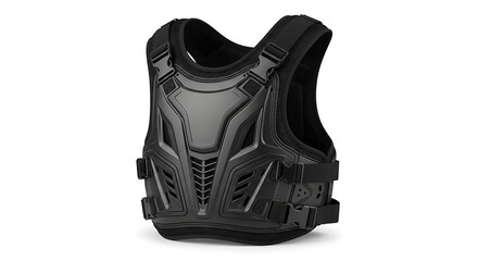 High-performance black protective vest, engineered for superior upper body defense in demanding sports, providing comfort and security for riders and athletes
