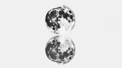 Obraz premium Black and white moon reflection on calm surface showcasing lunar details and textures in a serene and tranquil atmosphere