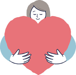 ハートを抱く女性