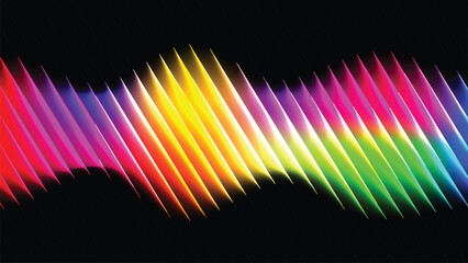 Stunning neon spectrum waves with vibrant glowing colors forming modern abstract art, perfect for creative backgrounds, overlays, and digital designs