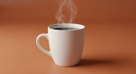 Steaming Cup of Coffee A Warm Beverage on a Brown Background