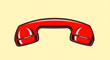 Retro Red Telephone Handset Illustration for Communication