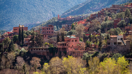 Explore the beauty of the Atlas Mountains in Morocco with picturesque village views