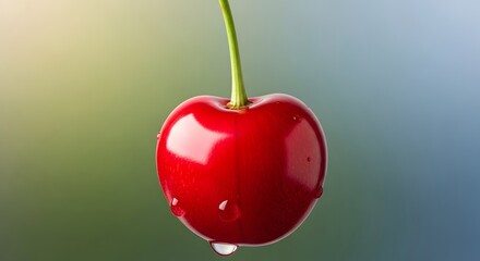Juicy Cherry with Water Droplet Macro Shot