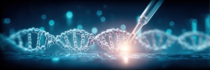 Obraz premium biotech illustration depicting dna code, cells in culture, gene mapping chart, and disorder explanation diagram