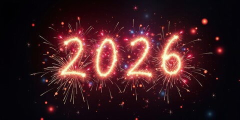 Fototapeta premium Sparkling 2026 New Year celebration design makes a vibrant statement for upcoming events and festive promotions