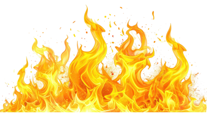 Bright yellow-orange flames rising upwards, on black