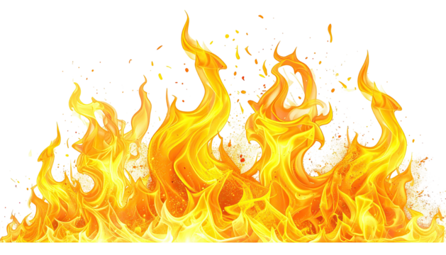 Bright yellow-orange flames rising upwards, on black