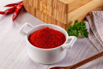 Red dry chili pepper paprika powder