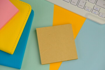 blank paper next to school tools with no word as a template for text space concept. business and education concept