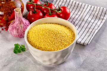 Vegan cuisine - raw dry couscous