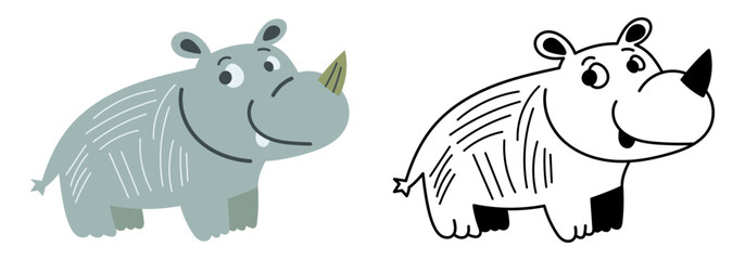 Creative vector illustration of cute hippo character