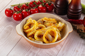 Roasted squid rings snack appetizer
