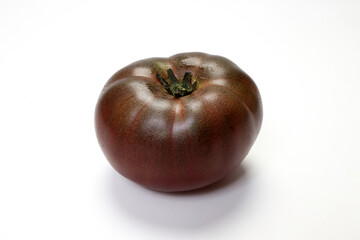 fresh ripe red maroon variety tomato beef breakfast on white background