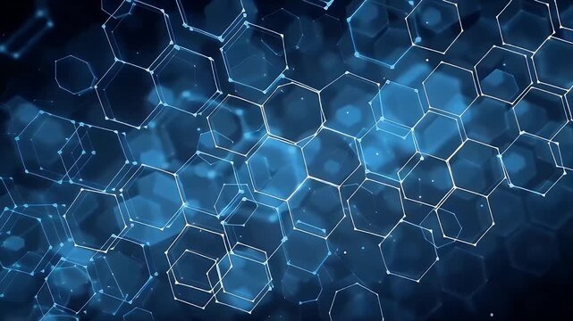 Quantum HexaGrid: Blue Neon Geometric Network Visualization