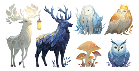 Colorful Animal Illustrations with Unique Shapes and Artistic Style