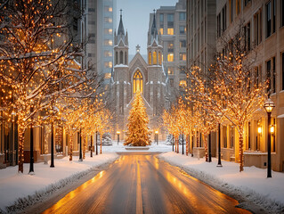 Christmas in Chicago city