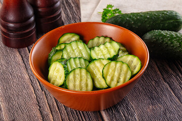 Fresh green ripe cucumber slices