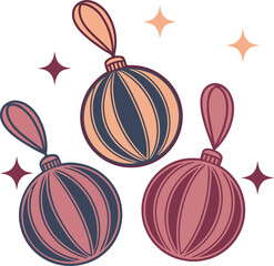 Christmas ornaments hanging with festive sparkles vector