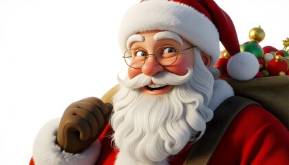 Jolly Santa Claus with gifts, perfect for holiday cheer and festive marketing, spreading joy and goodwill during the Christmas season with a smile