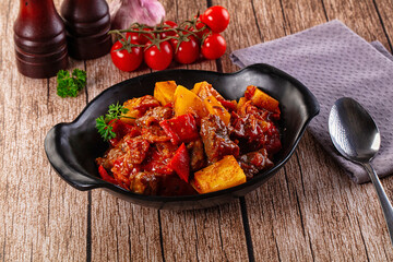 Stew Hungarian goulash with beef and vegetables