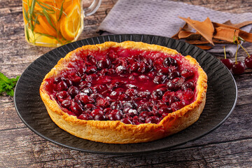 Tasty homemade pie with cherry