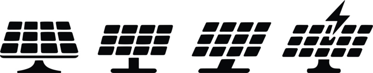 Solar panel glyph icon set black silhouette vector