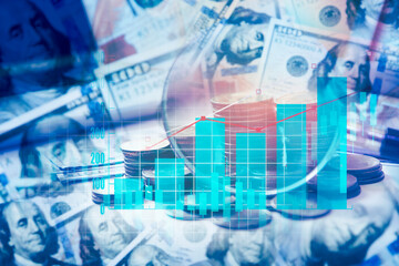 business investment , increasing of interest rates graph , currency value graph