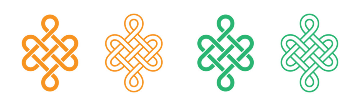 endless tibetan eternal knot symbol tattoo logo isolated on white background. vector illustration.