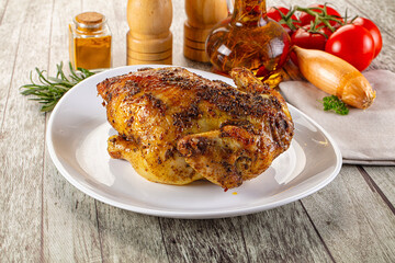Baked in oven whole chicken with spices