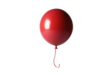 Shiny red balloon with ribbon isolated on a transparent background