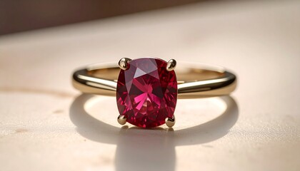 テーブルの上のルビーの指輪