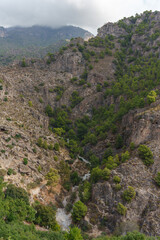Frigiliana Mountain Gorge in Andalusia, Rugged Cliffs and Green Patches
