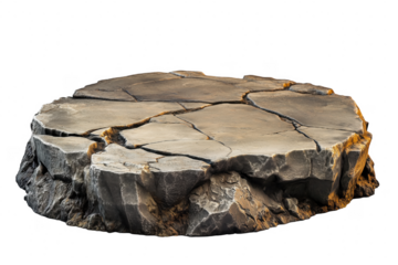 Cracked stone platform isolated on a transparent background