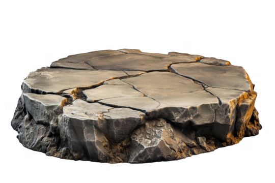 Cracked stone platform isolated on a transparent background