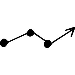 Simple Black Line Graph With Four Dots Leading To An Upward Arrow On A Transparent Background Representing Growth And Progress