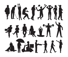 Vector people character pose silhouette illustration compilation