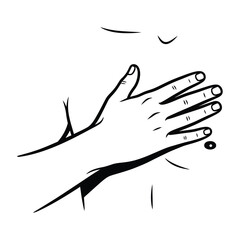 Obraz premium Hand over heart pledge solemn gesture